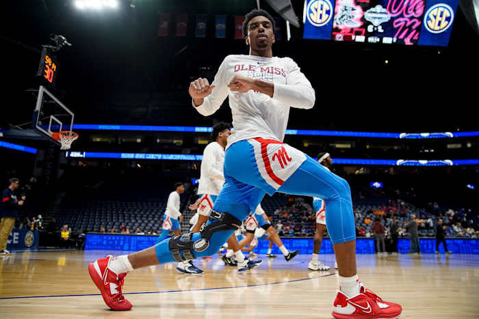 Ole Miss Rebels forward Robert Allen warms up before a game.